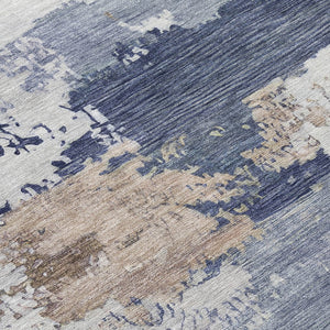HomeRoots 5' Modern Abstract Navy Blue Area Rug - Washable, Durable Design for Indoor & Outdoor Spaces 689372