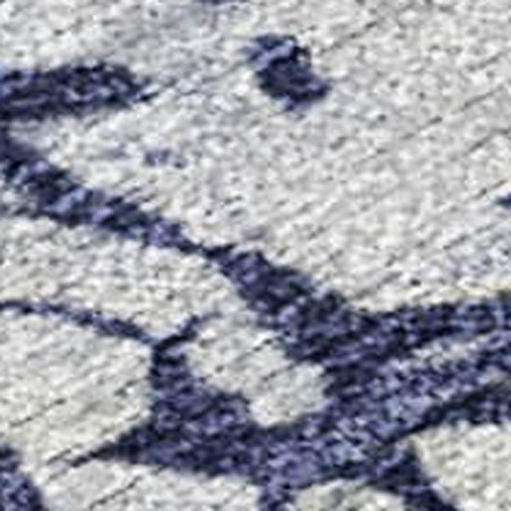 HomeRoots 8' X 10' Abstract Indoor Outdoor Area Rug in Navy Blue, Ivory & Beige - Washable, Durable, Versatile 689374