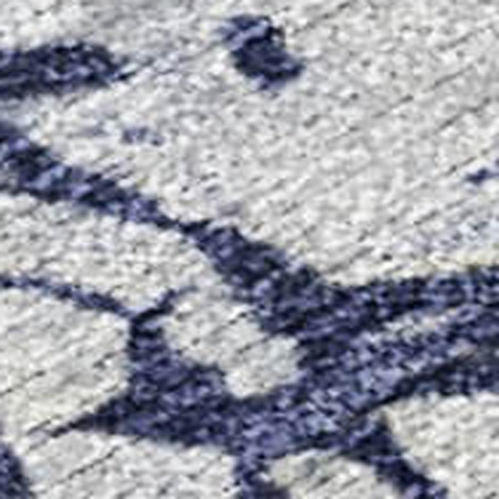 HomeRoots 9' Stylish Navy Blue, Ivory & Beige Abstract Washable Area Rug for Indoor & Outdoor Use, Durable! 689375