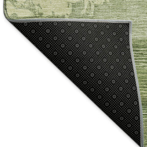 HomeRoots 8' Stylish Olive Green & Beige Round Abstract Washable Area Rug – Durable, Versatile for Indoor/Outdoor! 689379