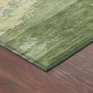 HomeRoots 8' Stylish Olive Green & Beige Round Abstract Washable Area Rug – Durable, Versatile for Indoor/Outdoor! 689379