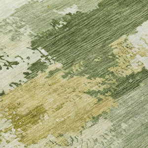 HomeRoots 8' Stylish Olive Green & Beige Round Abstract Washable Area Rug – Durable, Versatile for Indoor/Outdoor! 689379