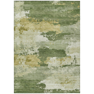 HomeRoots 8' X 10' Olive Green and Beige Abstract Area Rug - Stylish, Washable, Indoor/Outdoor, Stain-Resistant 689380