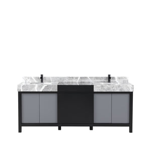English Elm Black And Grey Double Bath Vanity, 80" W With Castle Grey Marble Top & Matte Black Faucet Set B2731P261123