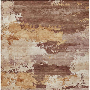 HomeRoots 5' X 8' Modern Rust and Beige Abstract Washable Area Rug for Indoor/Outdoor High-Traffic Spaces 689384