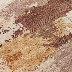 HomeRoots 8' Washable Round Area Rug in Rust and Beige - Stylish, Durable, and Perfect for Indoor/Outdoor Use! 689385
