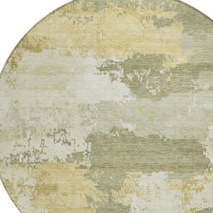 HomeRoots 8' Sage and Ivory Round Area Rug – Washable, Durable, Abstract Design for Indoor and Outdoor Spaces 689391