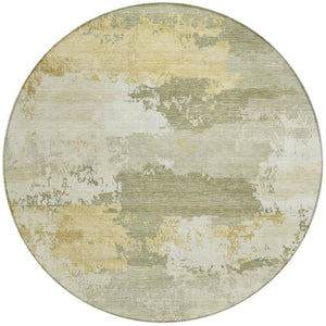 HomeRoots 8' Sage and Ivory Round Area Rug – Washable, Durable, Abstract Design for Indoor and Outdoor Spaces 689391
