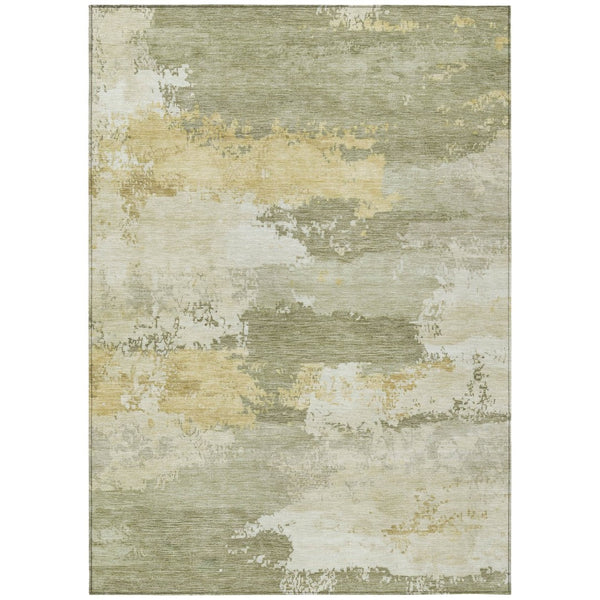 HomeRoots 9' x 12' Sage and Ivory Abstract Area Rug - Stylish, Washable, Durable for Indoor & Outdoor Spaces 689393