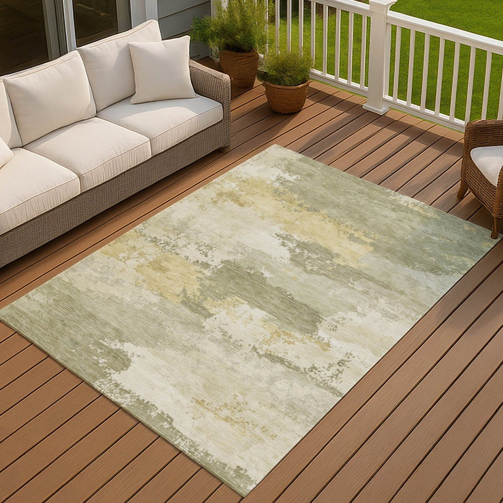 HomeRoots 10' Sage and Ivory Abstract Washable Area Rug - Durable, Stylish, Indoor/Outdoor Perfect for Any Space 689394
