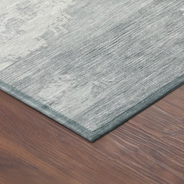 HomeRoots 5' Silver and Gray Abstract Washable Indoor Outdoor Area Rug - Durable, Stylish, Easy Care Design 689396