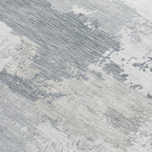 HomeRoots 9' Contemporary Silver and Gray Abstract Washable Rug for Indoor and Outdoor Durability & Style 689399