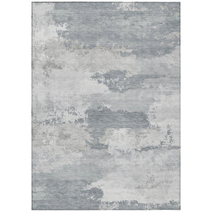 HomeRoots 9' Contemporary Silver and Gray Abstract Washable Rug for Indoor and Outdoor Durability & Style 689399