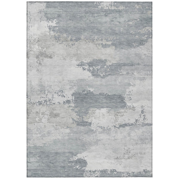 HomeRoots 9' Contemporary Silver and Gray Abstract Washable Rug for Indoor and Outdoor Durability & Style 689399