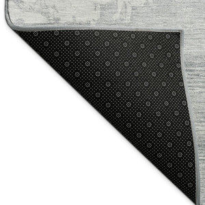 HomeRoots 9' Contemporary Silver and Gray Abstract Washable Rug for Indoor and Outdoor Durability & Style 689399