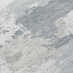 HomeRoots 9' Contemporary Silver and Gray Abstract Washable Rug for Indoor and Outdoor Durability & Style 689399