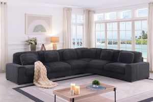 English Elm Lianne Channel Tufted Corduroy Modular Sectional with Deep Seats for Modern Living B2749S00043