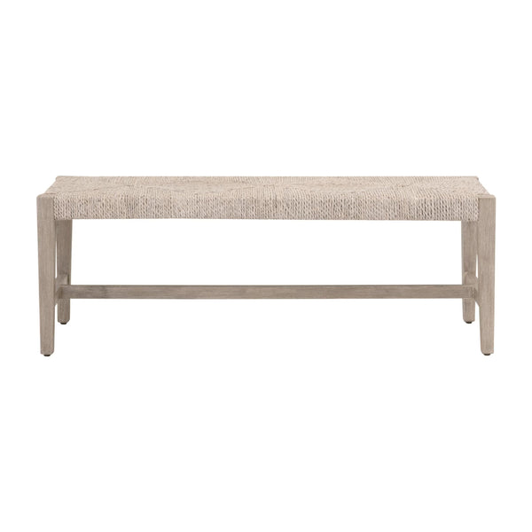 Essentials for Living Malay Solid Mahogany Bench with Woven Abaca Rope Seat for Entryway or Bedroom 6894.WWA/NG