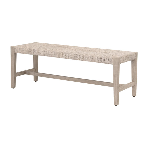 Malay Solid Mahogany Bench with Woven Abaca Rope Seat for Entryway or Bedroom