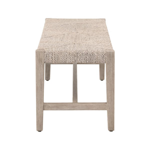 Malay Solid Mahogany Bench with Woven Abaca Rope Seat for Entryway or Bedroom