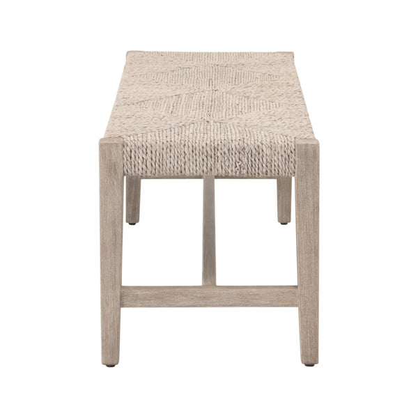 Malay Solid Mahogany Bench with Woven Abaca Rope Seat for Entryway or Bedroom