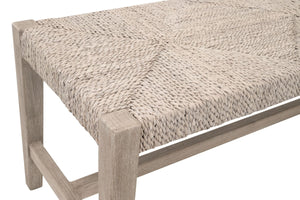 Malay Solid Mahogany Bench with Woven Abaca Rope Seat for Entryway or Bedroom