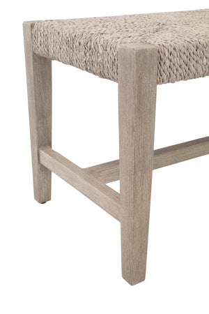 Malay Solid Mahogany Bench with Woven Abaca Rope Seat for Entryway or Bedroom