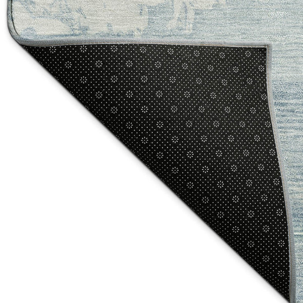 HomeRoots 8' Sky Blue and Ivory Round Abstract Washable Rug for Indoor/Outdoor Use - Durable and Stylish! 689403