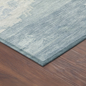 HomeRoots 8' Sky Blue and Ivory Round Abstract Washable Rug for Indoor/Outdoor Use - Durable and Stylish! 689403