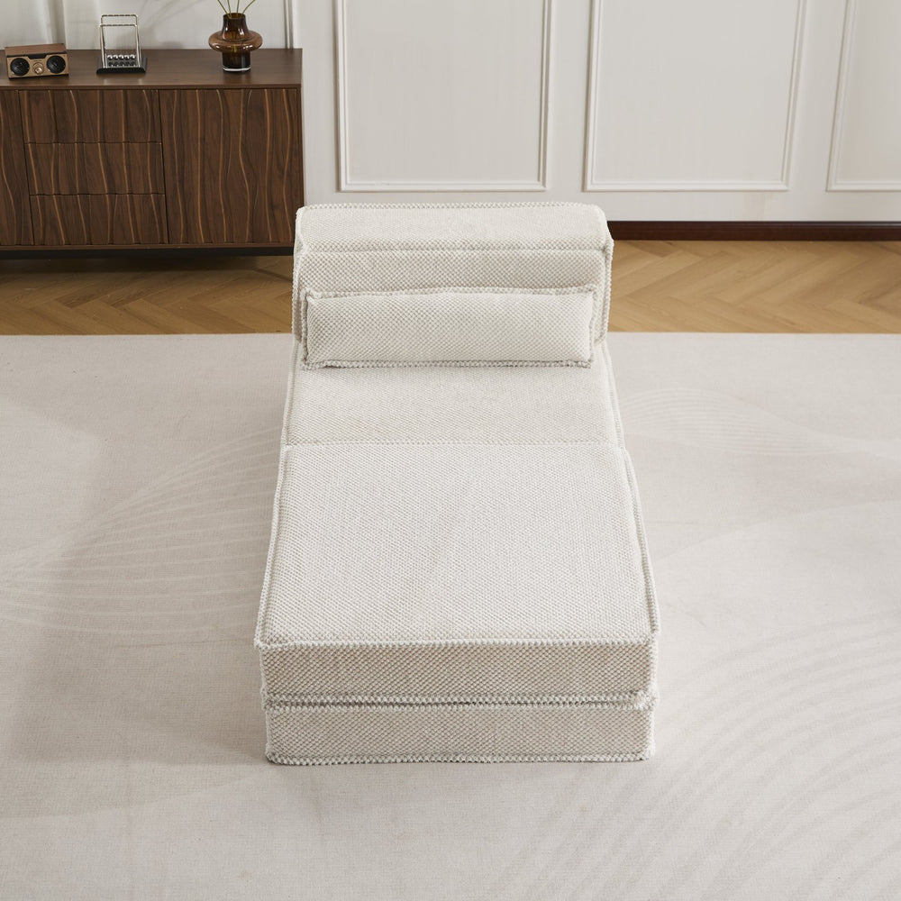 English Elm Compression Mahjong Sofa - Convertible, No Assembly Floor Bed With Memory Foam & Ottoman, White W3723S00043