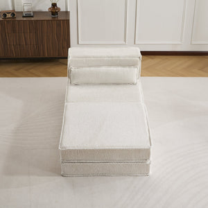 English Elm Compression Mahjong Sofa - Convertible, No Assembly Floor Bed With Memory Foam & Ottoman, White W3723S00043