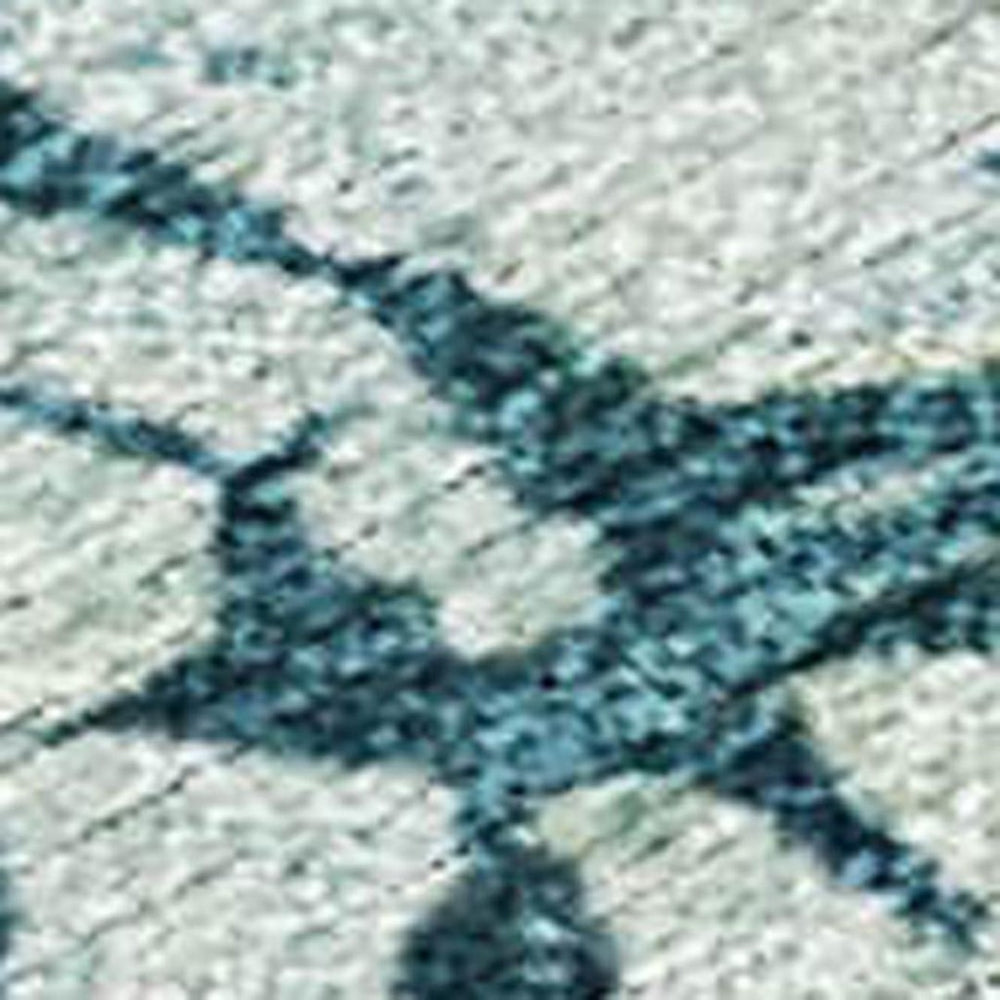 HomeRoots 5' Teal Blue & Beige Abstract Washable Area Rug – Stylish, Durable for Indoor & Outdoor Spaces! 689408