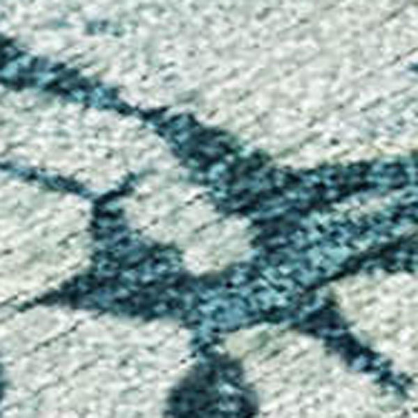 HomeRoots 5' Teal Blue & Beige Abstract Washable Area Rug – Stylish, Durable for Indoor & Outdoor Spaces! 689408