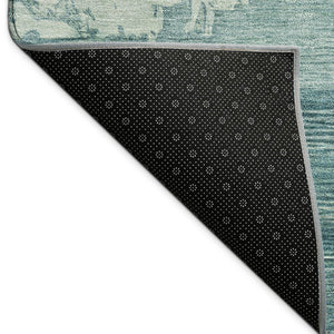 HomeRoots 9' X 12' Teal Blue & Beige Abstract Area Rug – Washable, Stain-Resistant, Indoor/Outdoor Versatility! 689411