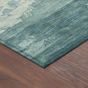 HomeRoots 10' Teal Blue and Beige Abstract Area Rug - Washable, Indoor/Outdoor, Stain Resistant, Durable Design 689412