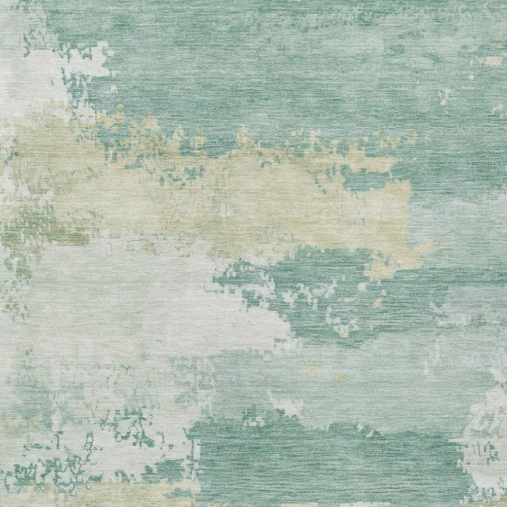 HomeRoots 5' X 8' Vibrant Turquoise & Ivory Abstract Washable Area Rug for Indoor & Outdoor Versatility 689414