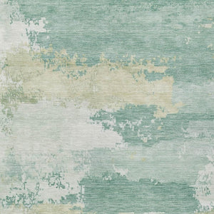 HomeRoots 5' X 8' Vibrant Turquoise & Ivory Abstract Washable Area Rug for Indoor & Outdoor Versatility 689414