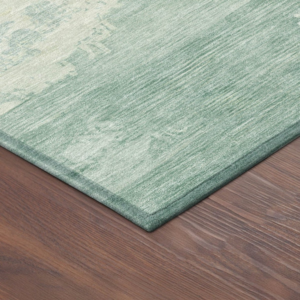 HomeRoots 8' Turquoise & Ivory Round Rug - Modern Abstract Indoor/Outdoor, Washable, Durable & Stylish Design 689415