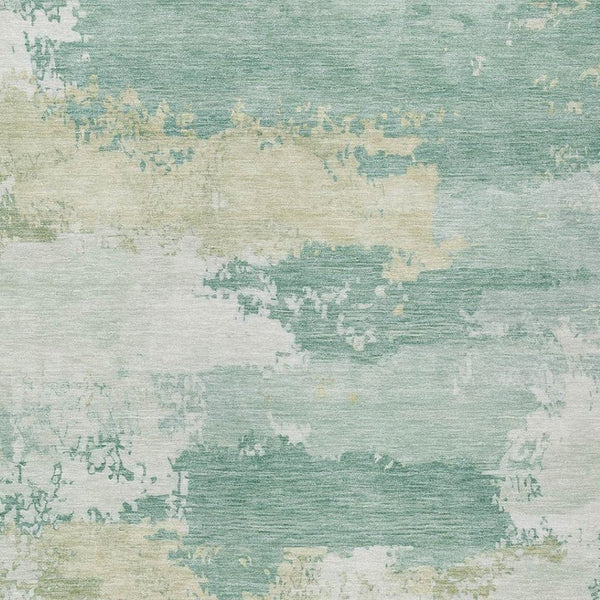 HomeRoots 8' Turquoise & Ivory Abstract Area Rug - Washable, Durable, Stylish for Indoor & Outdoor Spaces 689416