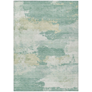 HomeRoots 9' X 12' Turquoise & Ivory Abstract Washable Rug - Stylish, Durable, Indoor/Outdoor for High-Traffic Areas 689417