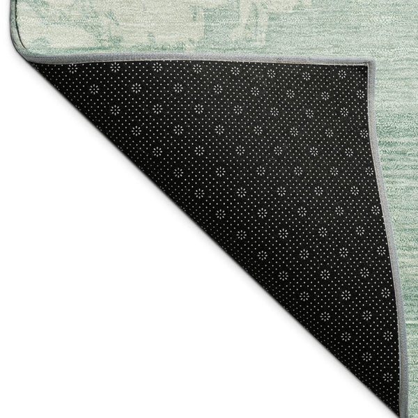 HomeRoots 9' X 12' Turquoise & Ivory Abstract Washable Rug - Stylish, Durable, Indoor/Outdoor for High-Traffic Areas 689417