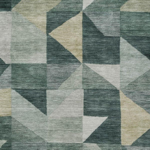 HomeRoots 5' X 8' Geometric Area Rug in Artichoke Green & Wheat – Durable, Washable, Indoor/Outdoor Elegance! 689420