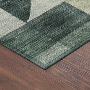 HomeRoots 8' Stylish Artichoke Green and Wheat Round Geometric Area Rug – Durable, Washable, Indoor/Outdoor Use 689421