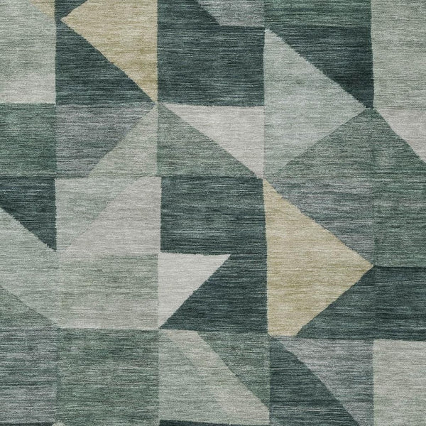 HomeRoots 8' X 10' Artichoke Green Geometric Washable Area Rug - Stylish & Durable for Indoor/Outdoor Use 689422