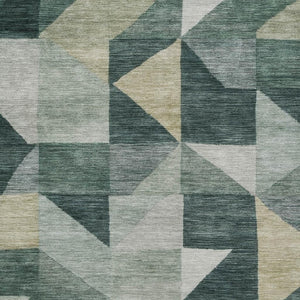 HomeRoots 10' Geometric Washable Area Rug in Artichoke Green & Wheat - Perfect for Indoor & Outdoor Spaces! 689424