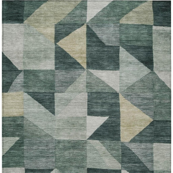 HomeRoots 10' Geometric Washable Area Rug in Artichoke Green & Wheat - Perfect for Indoor & Outdoor Spaces! 689424