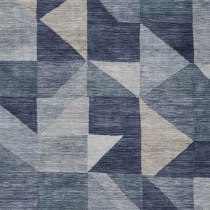 HomeRoots 8' X 10' Stylish Blue & Wheat Geometric Washable Area Rug for Indoor & Outdoor Spaces, Durable Design 689428