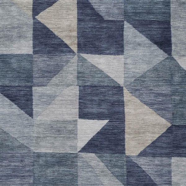 HomeRoots 8' X 10' Stylish Blue & Wheat Geometric Washable Area Rug for Indoor & Outdoor Spaces, Durable Design 689428