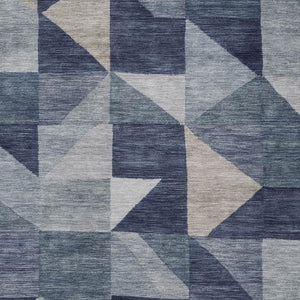 HomeRoots 9' X 12' Washable Blue and Wheat Geometric Area Rug - Stylish, Durable, Perfect for Indoor/Outdoor Use 689429
