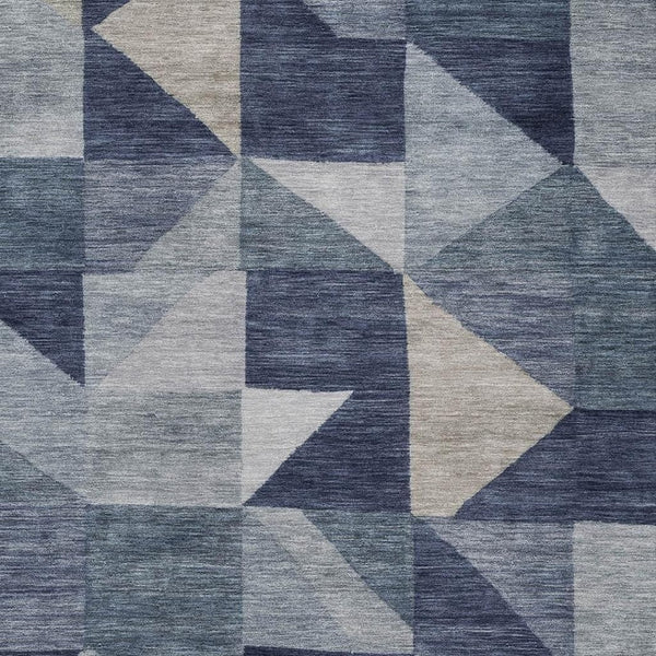 HomeRoots 9' X 12' Washable Blue and Wheat Geometric Area Rug - Stylish, Durable, Perfect for Indoor/Outdoor Use 689429